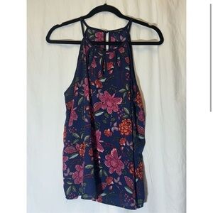 Anthropologie Papermoon Walita Cutout Detail Navy Pink Halter ‎ Floral XL